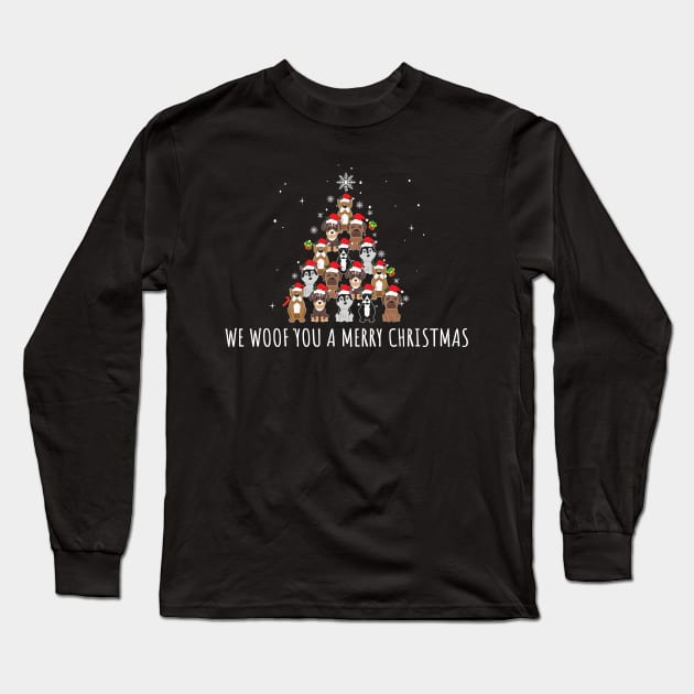 We Woof You a Merry Christmas / Snow Christmas Dog Lover Santa Hat Long Sleeve T-Shirt by WassilArt